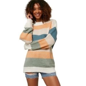 O'Neill Sweater Floyd Striped Mock Neck Crewneck Small NWT